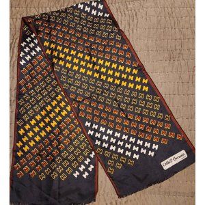 Odile St Germain Paris Scarf Burgundy Navy Blue Gold Abstract Neck Scarf